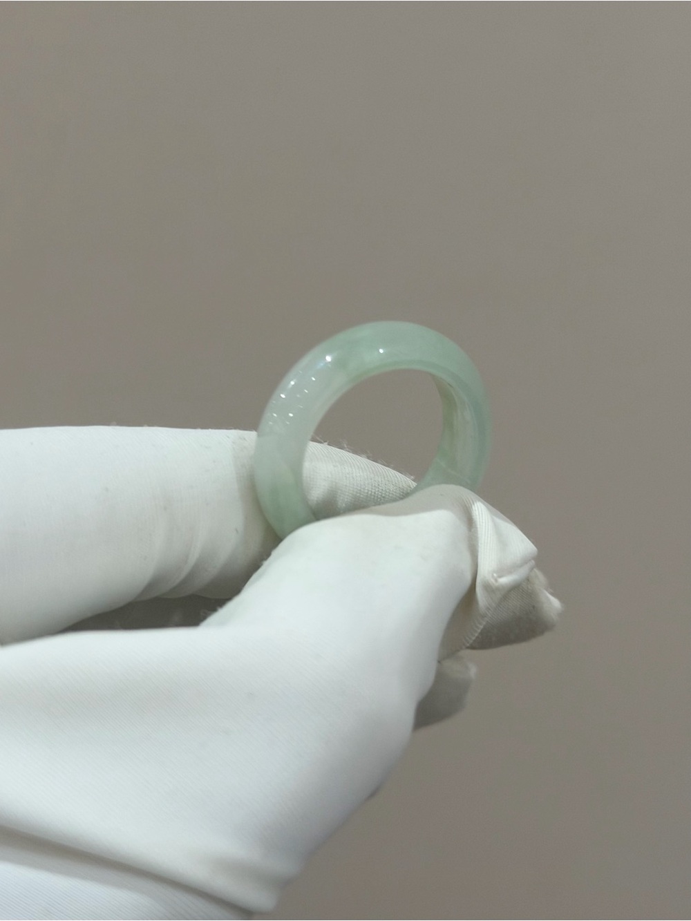 New Natural Jadeite Jade Band Ring, US Size 6 (Wide Band)